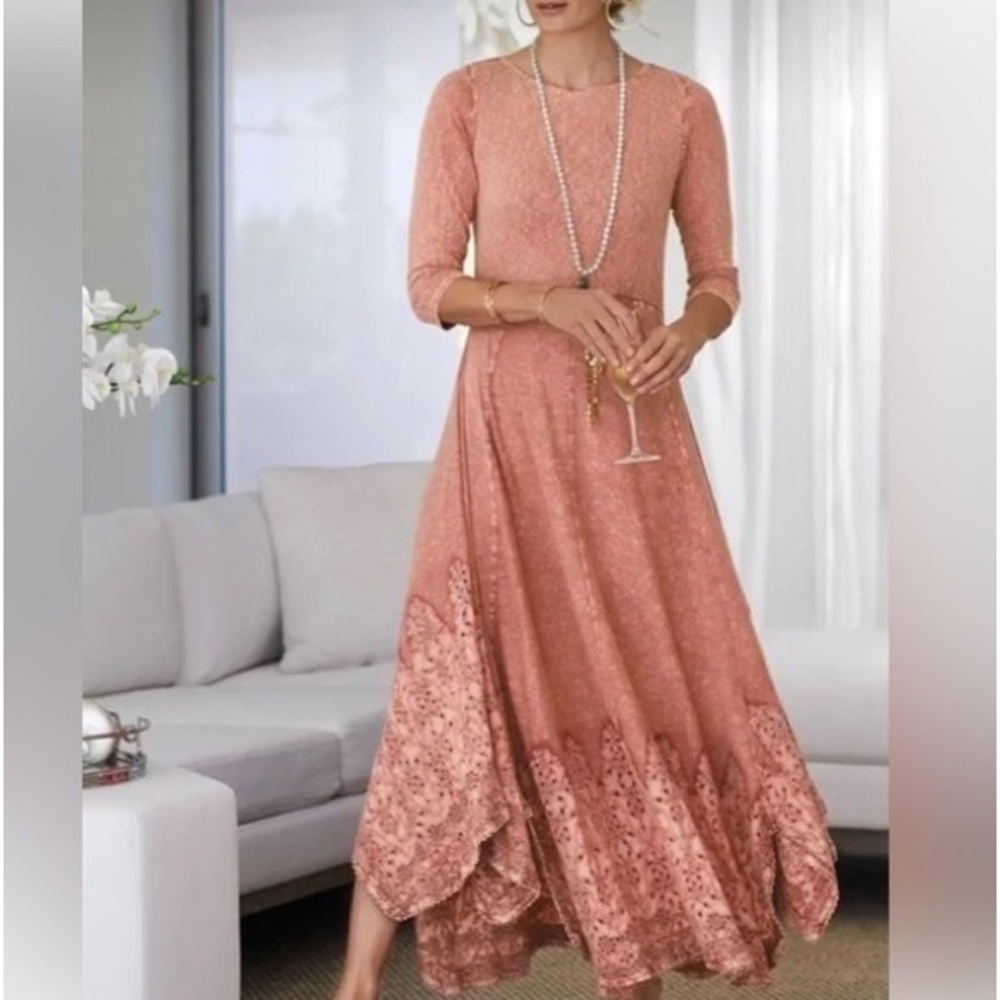 Soft Surroundings Casablanca Maxi Dress in Coral Dust Medium